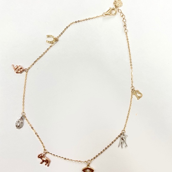 14kt Gold Lucky Charm Evil Eye Anklet